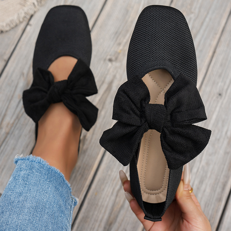 Women's Square-Toe Bow Ballet Flats