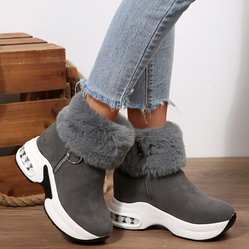 Women's Winter Plush Platform Snow Boots – Warm Side-Zip Ankle Boots