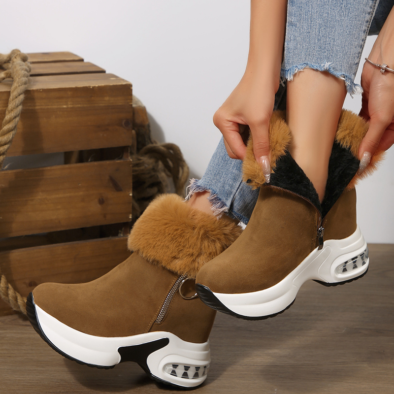 Women's Winter Plush Platform Snow Boots – Warm Side-Zip Ankle Boots