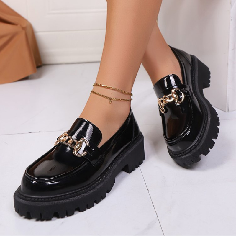 Chain Decor Chunky Platform Loafers for Women