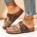 Women's Double-Strap Studded Platform Slides