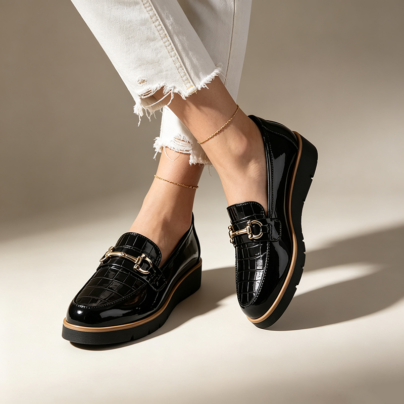 Women's Platform Loafers with Metal Detail – Smart-Casual