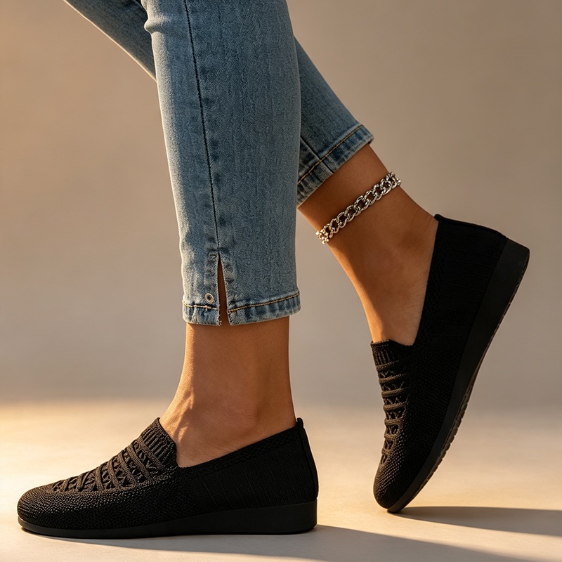 Women's Comfortable Knit Slip-On Loafers