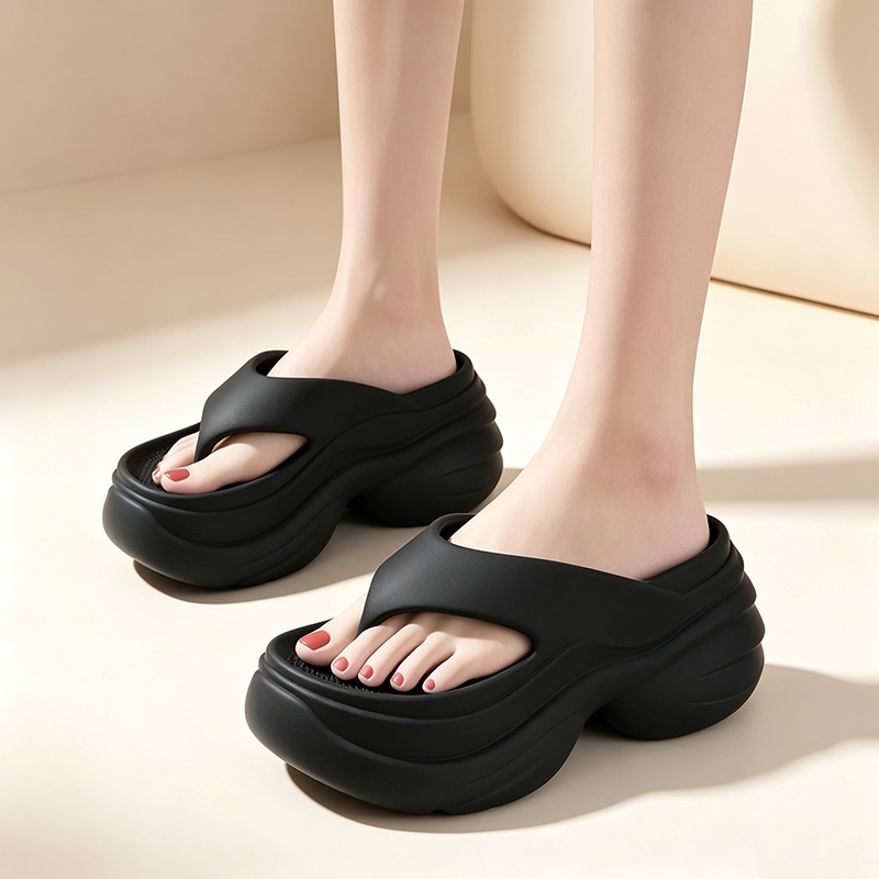 Women's Wavy-Sole Open-Toe Slip-On Cloud Slides