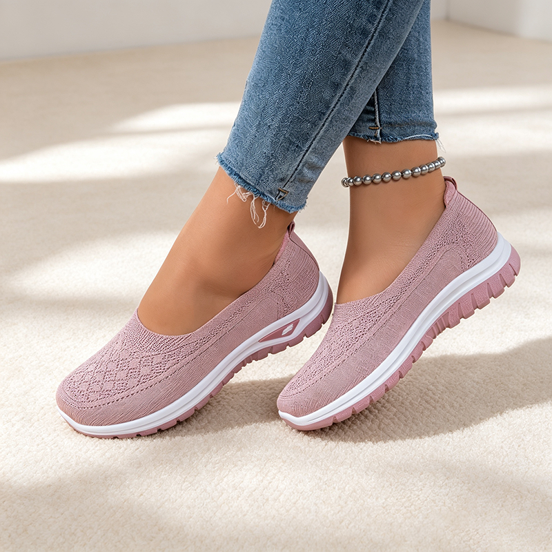 Women's Lightweight Breathable Fly-Knit Slip-On Walking Shoes