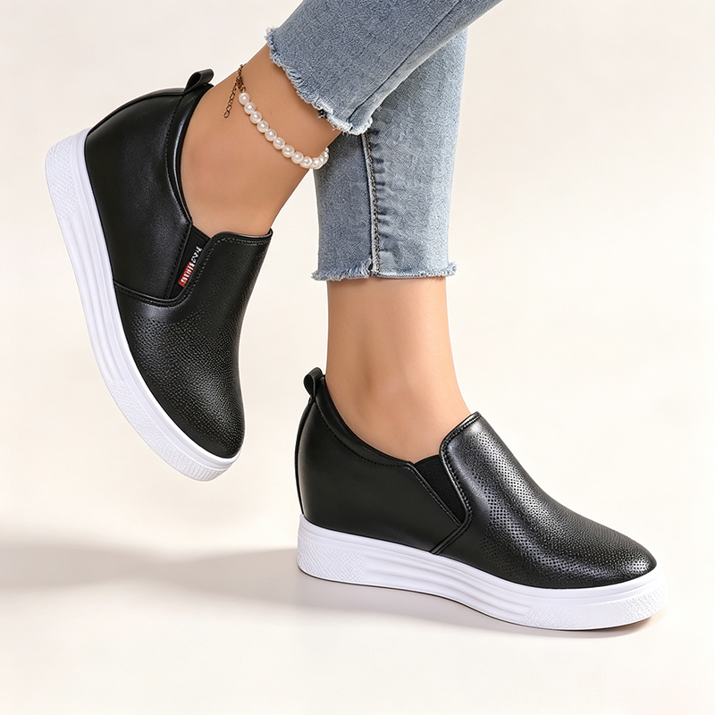 Women's slip-on casual walking shoes with hidden wedge heels