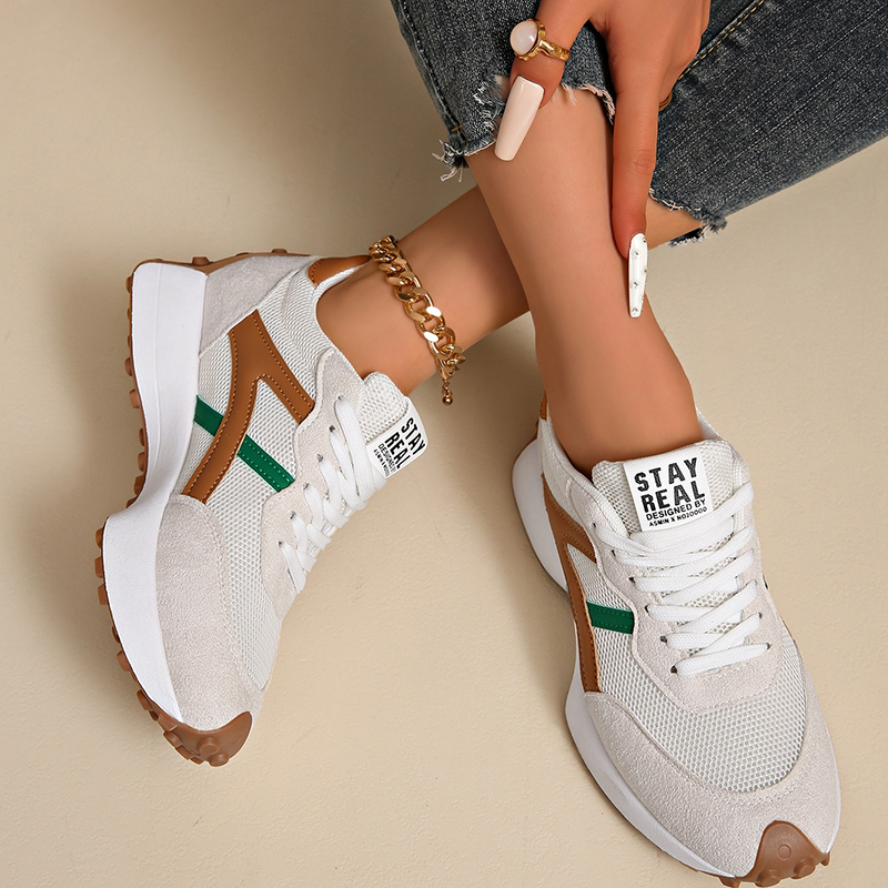 Women's Retro Color Block Mesh Sneakers