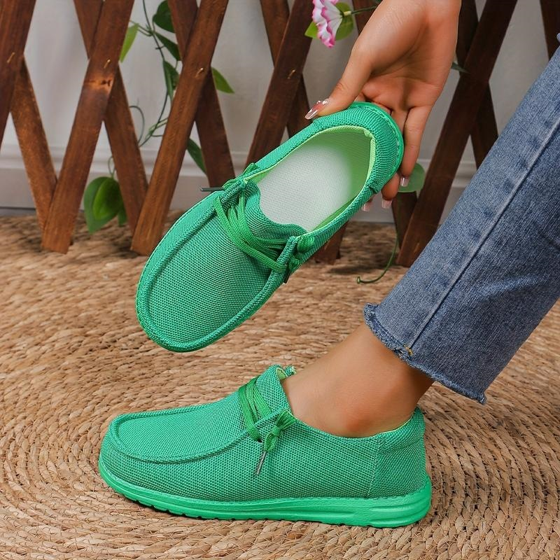 Women Mesh Lace Up Slip-On Casual Loafers