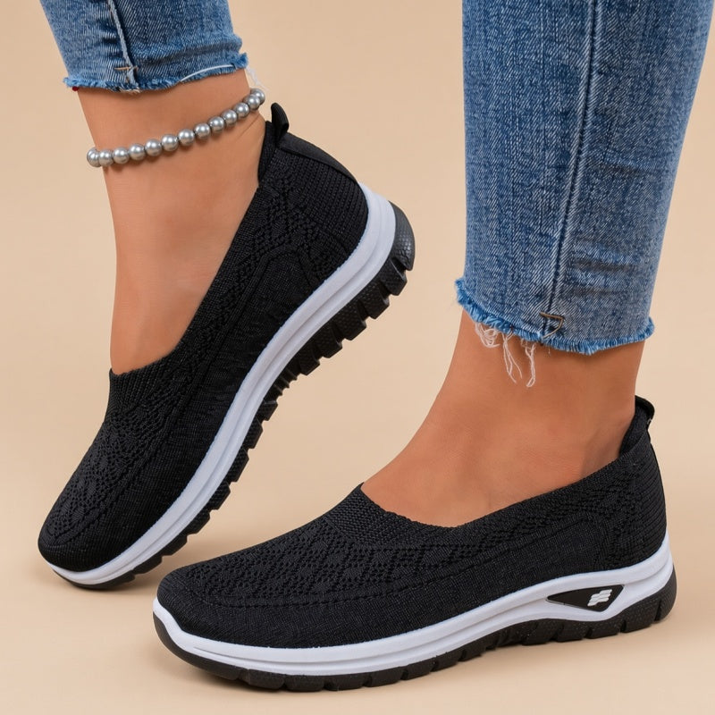 Women's Lightweight Breathable Fly-Knit Slip-On Walking Shoes