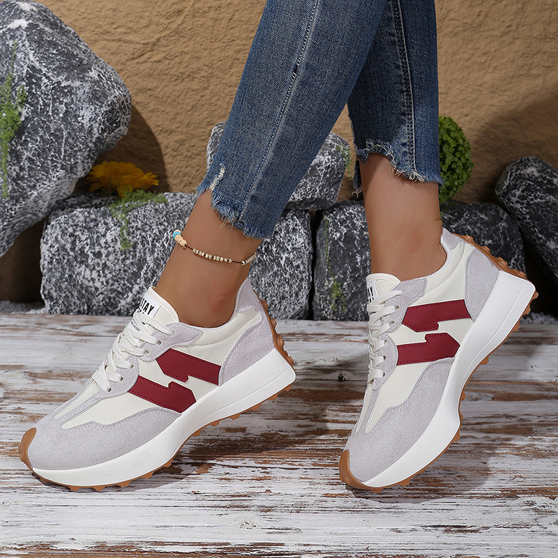 Retro Color Block Platform Sneakers for Women