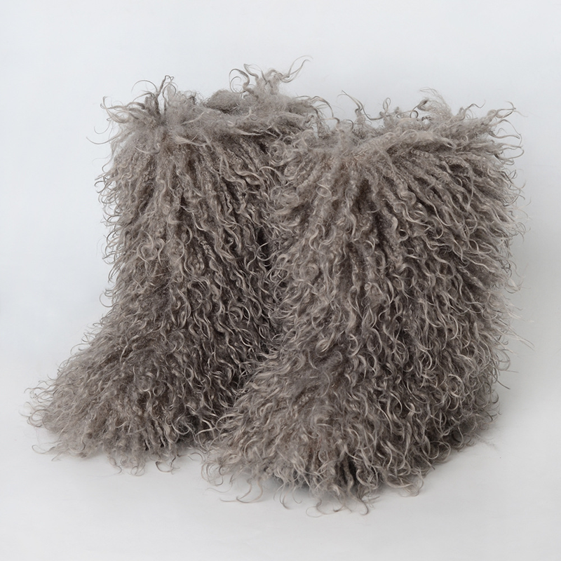 Women's fluffy curly-fur mid-calf boots