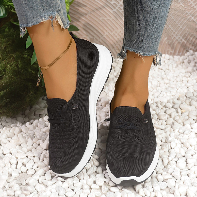 Women Knit Mesh Slip On Platform Walking Shoes