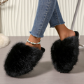 Plush flat indoor slippers