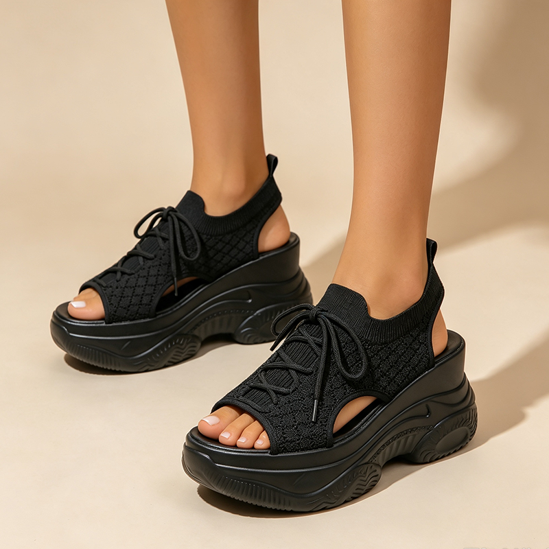 New Summer Comfortable & Versatile Peep-Toe Fly-Knit Sports-Casual Sandals