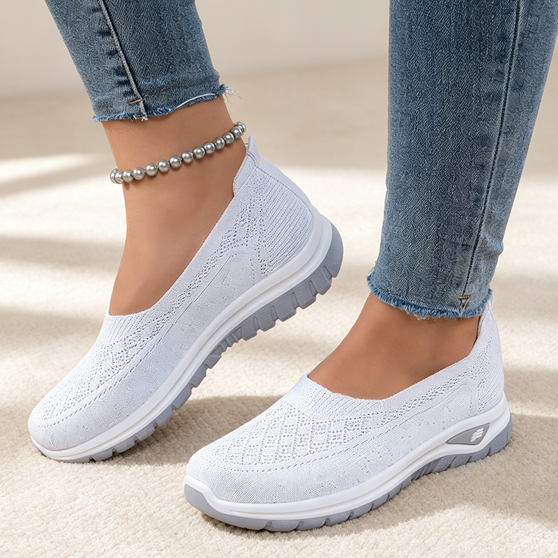 Women's Lightweight Breathable Fly-Knit Slip-On Walking Shoes