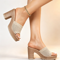 Women's Knitted Open-Toe Platform Mules