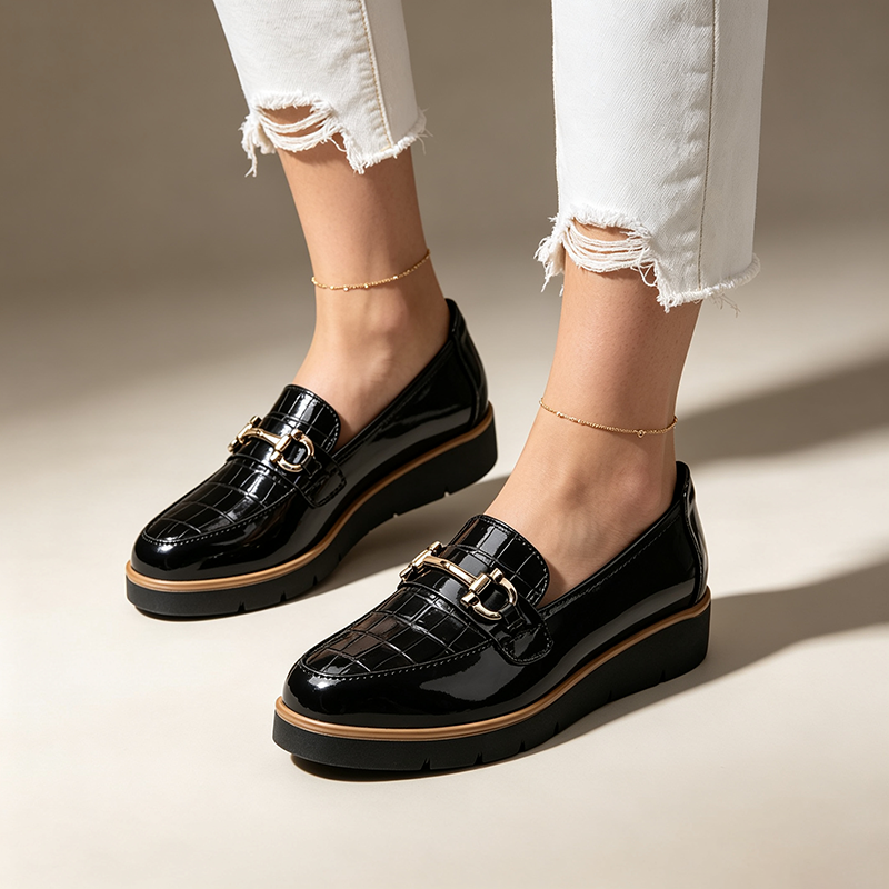 Women's Platform Loafers with Metal Detail – Smart-Casual