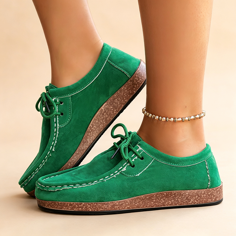 Women's Retro Stitched Lace-Up Casual Shoes