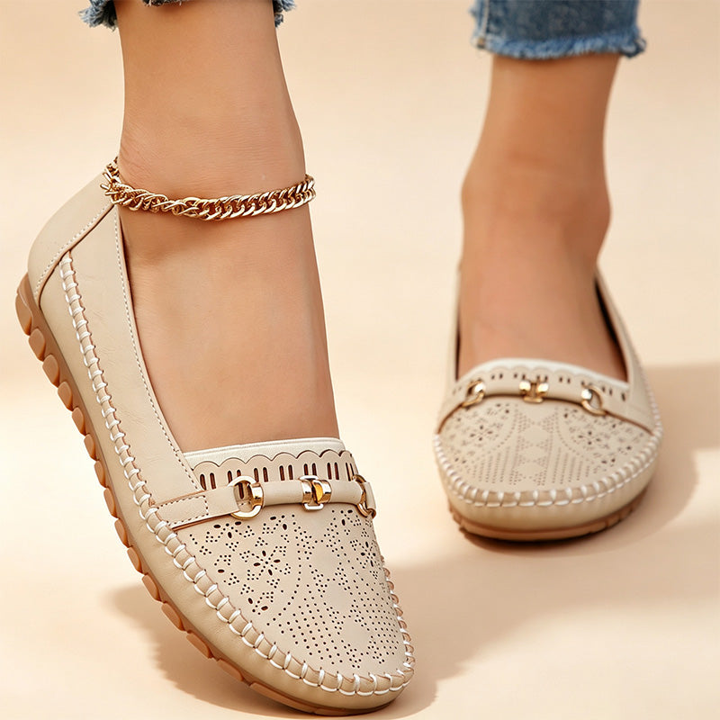 Women's openwork flat loafers