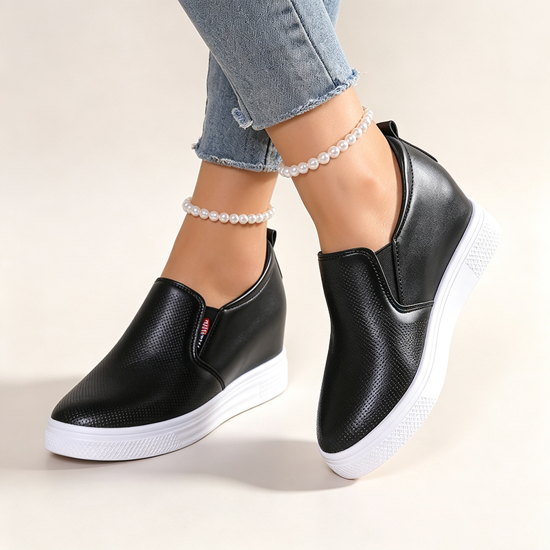 Women's slip-on casual walking shoes with hidden wedge heels