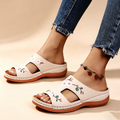 Women's Floral Embroidered Wedge Mules