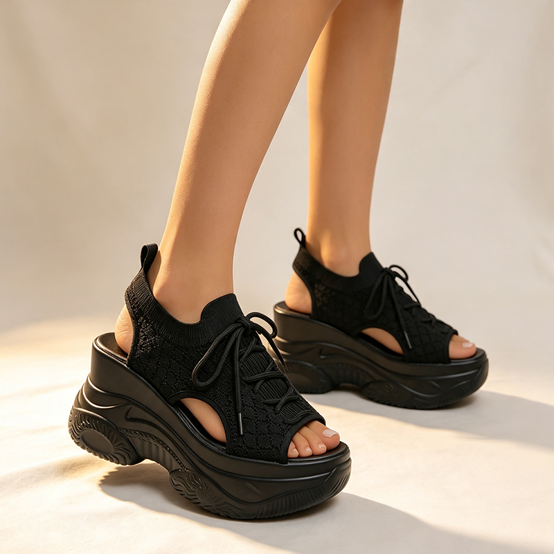 New Summer Comfortable & Versatile Peep-Toe Fly-Knit Sports-Casual Sandals