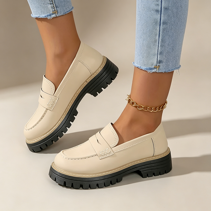 Women's platform slip-on shoes with block heels
