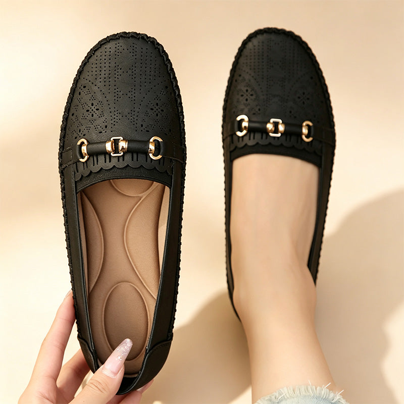 Women's openwork flat loafers
