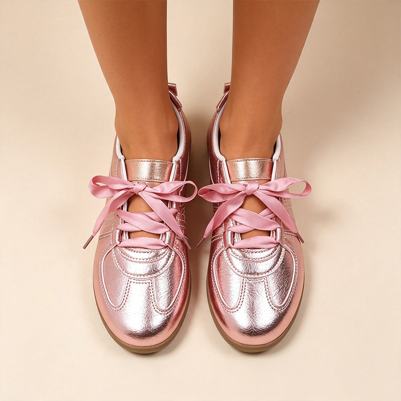 Women's Satin Ribbon Flat Sneakers