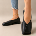 Women's Minimalist Square-Toe V-Cut Flats