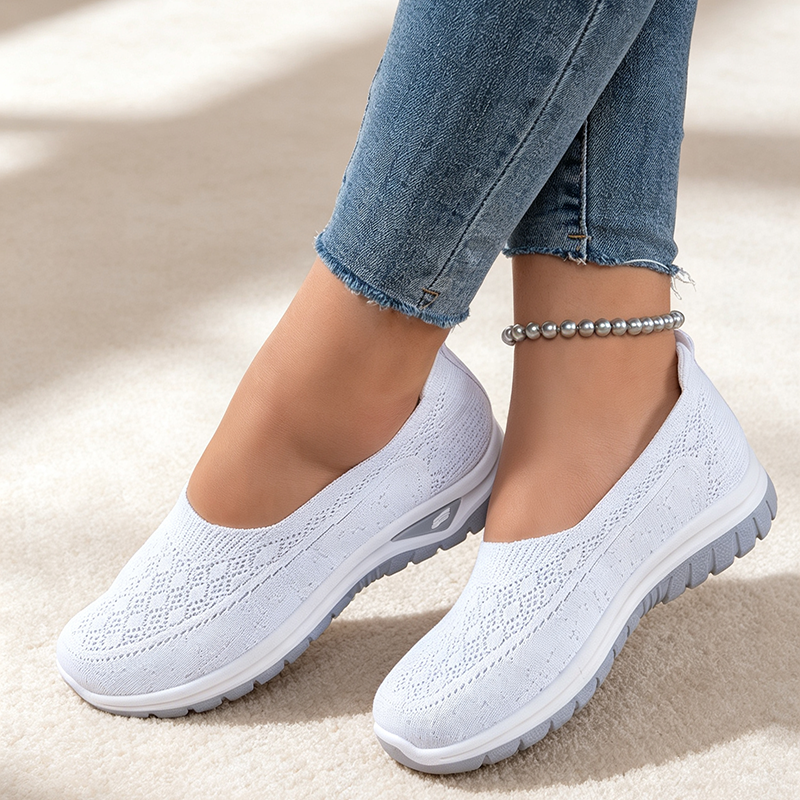 Women's Lightweight Breathable Fly-Knit Slip-On Walking Shoes