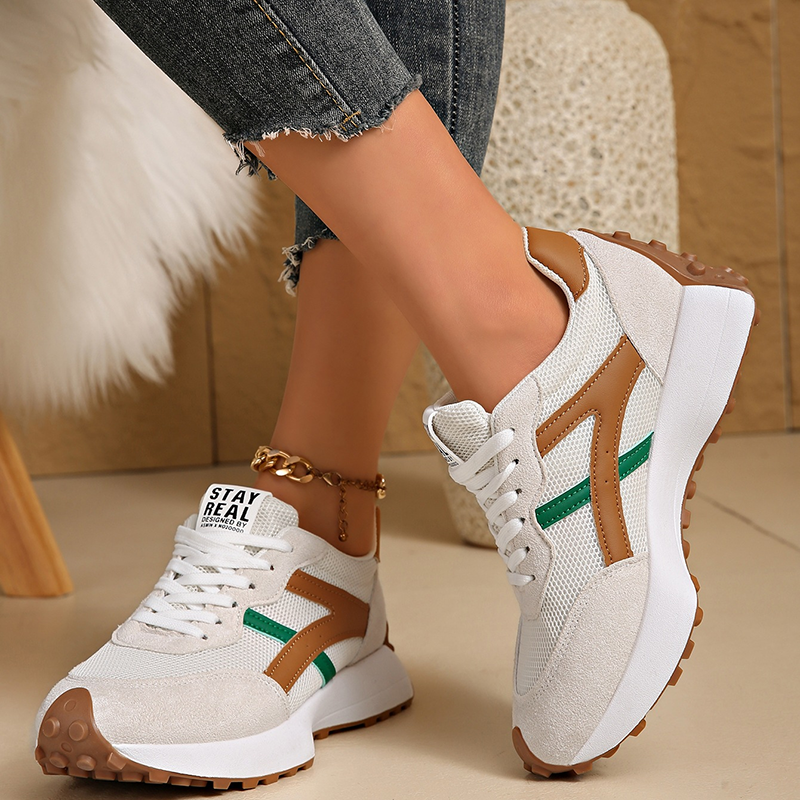 Women's Retro Color Block Mesh Sneakers