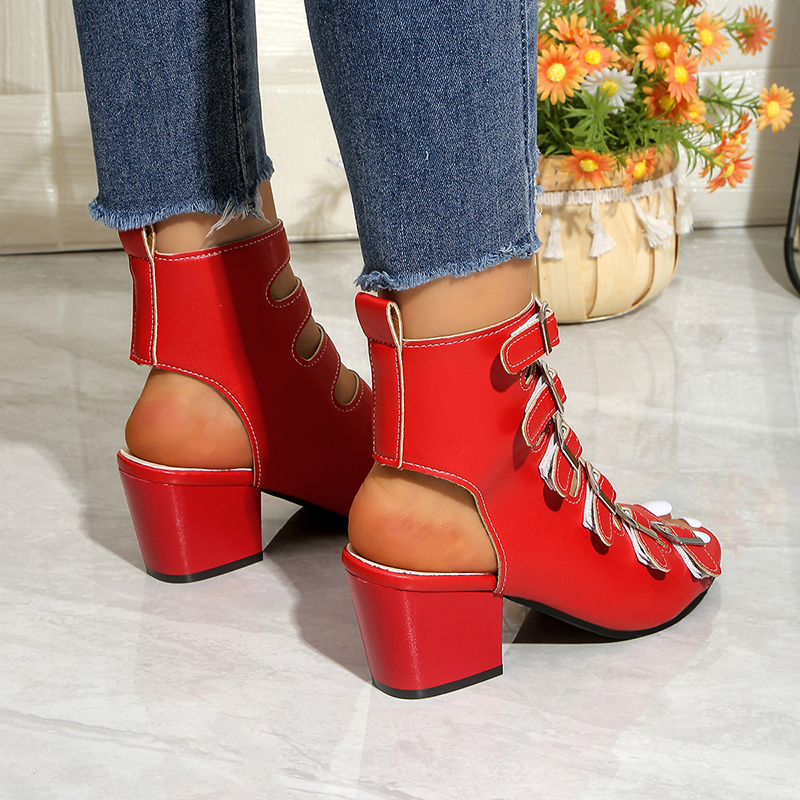 Women's chunky open-toe gladiator sandals with multiple straps