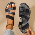 Women's Elastic Strap Flat Sandals – Open-Toe Casual Roman Sandals with Back Strap