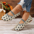 Polka Dot Knit Mary Jane Flats