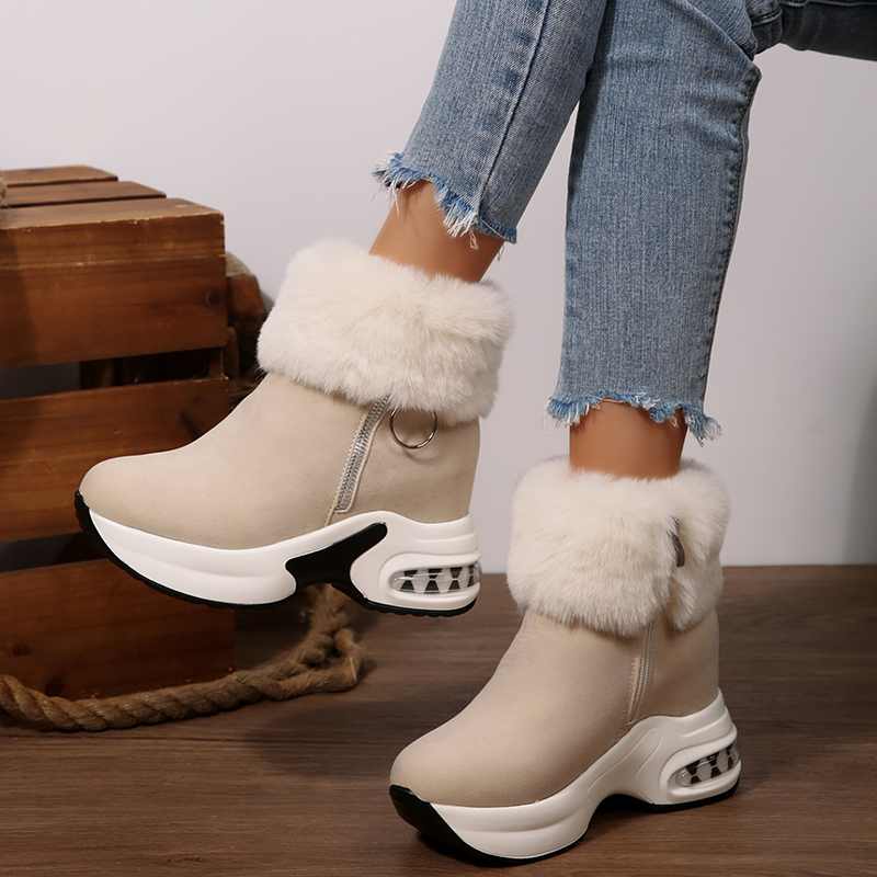 Women's Winter Plush Platform Snow Boots – Warm Side-Zip Ankle Boots