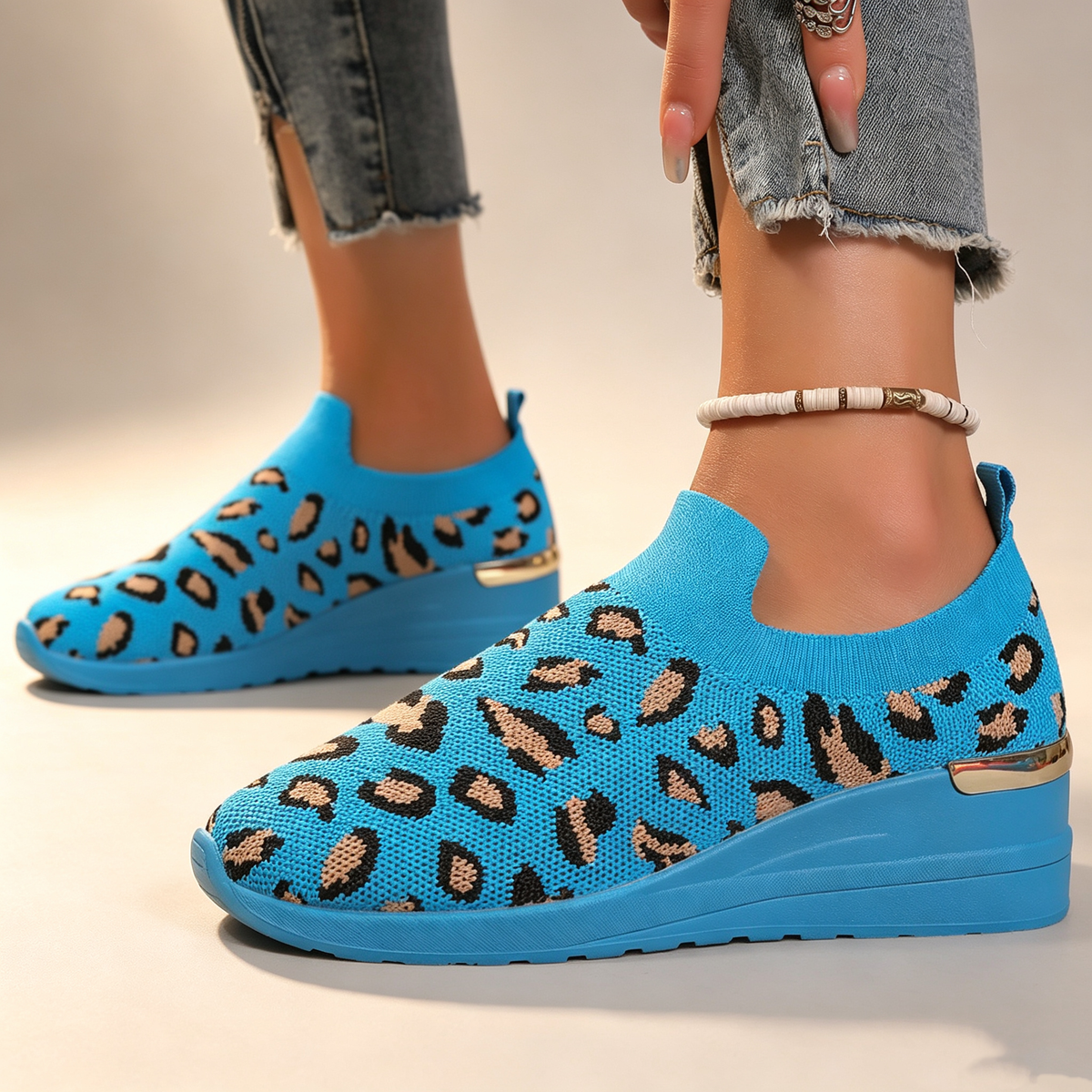 Women's Fly Knit Breathable Mesh Chunky Platform Casual Shoes