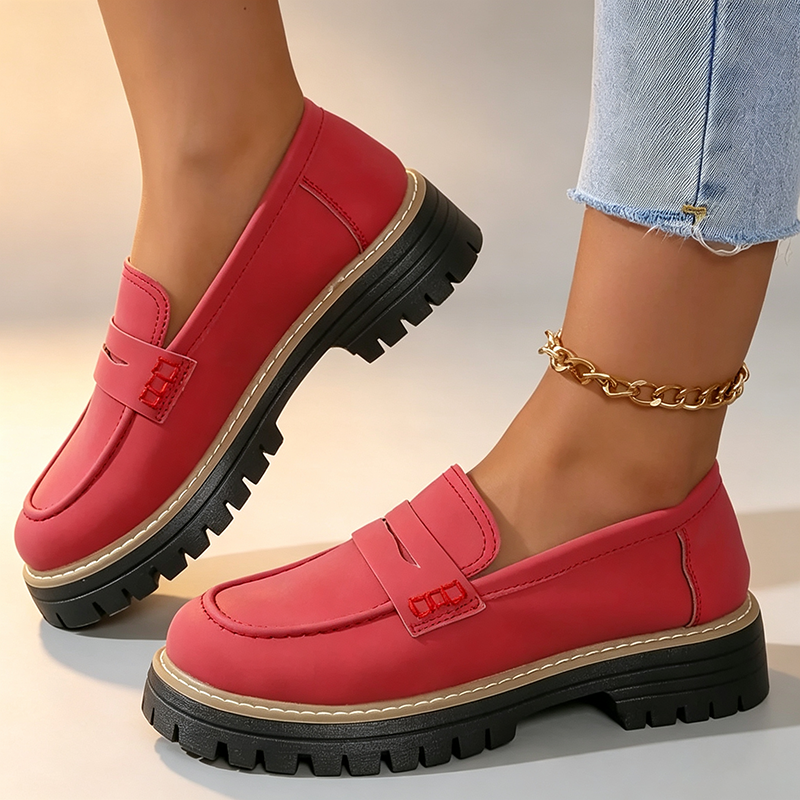 Women's platform slip-on shoes with block heels