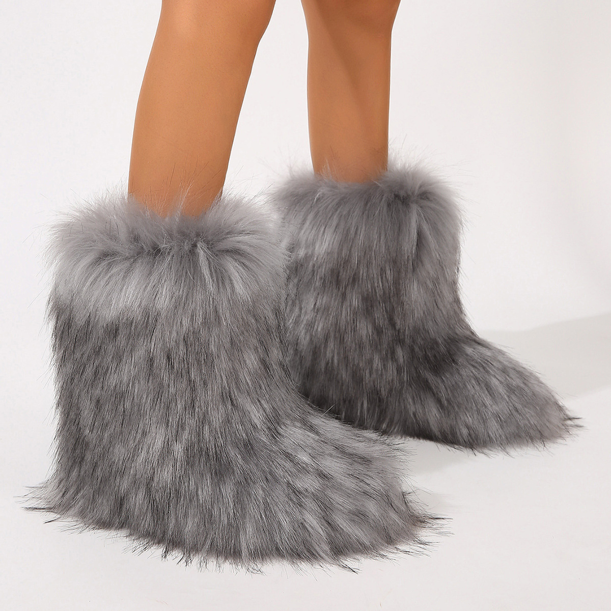 Women's Gradient Chunky Plush Mid-Calf Boots
