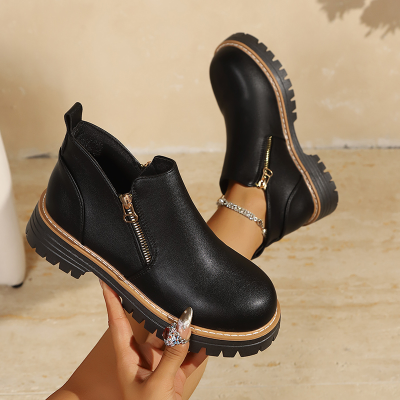 Women's double-zip platform ankle boots
