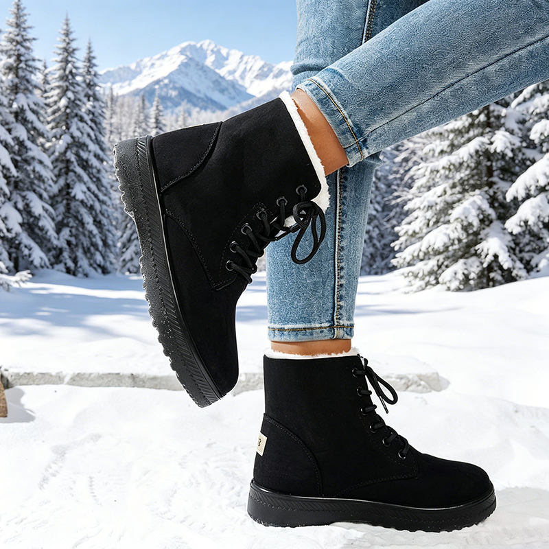 Women's fleece-lined lace-up ankle boots