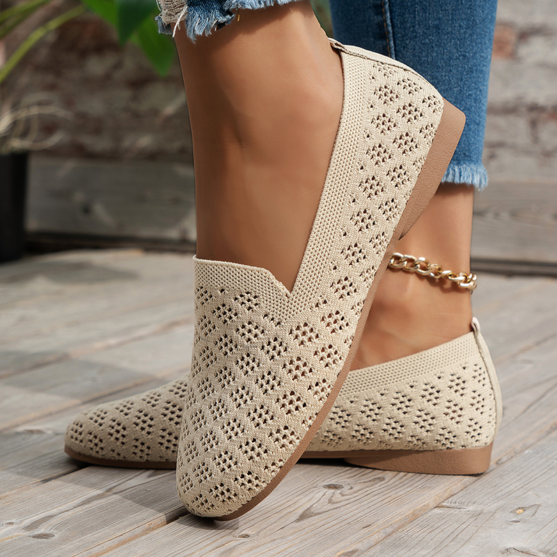 Women's Hollow Knit Breathable Slip-On Flat Loafers