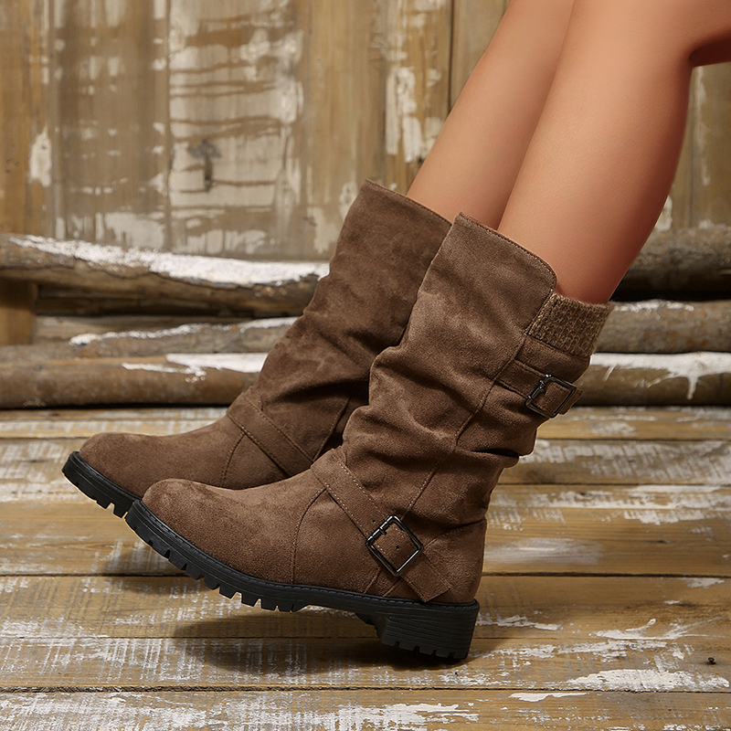 Women's fleece-lined casual mid-calf boots