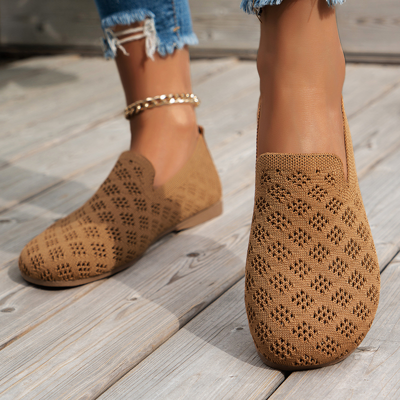 Women's Hollow Knit Breathable Slip-On Flat Loafers