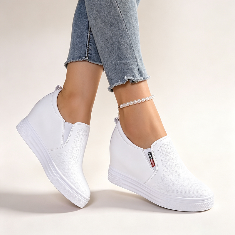 Women's slip-on casual walking shoes with hidden wedge heels