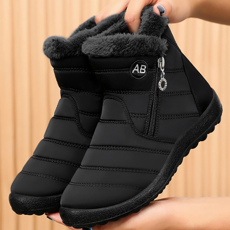 Women's Waterproof Quilted Snow Boots with Side Zipper