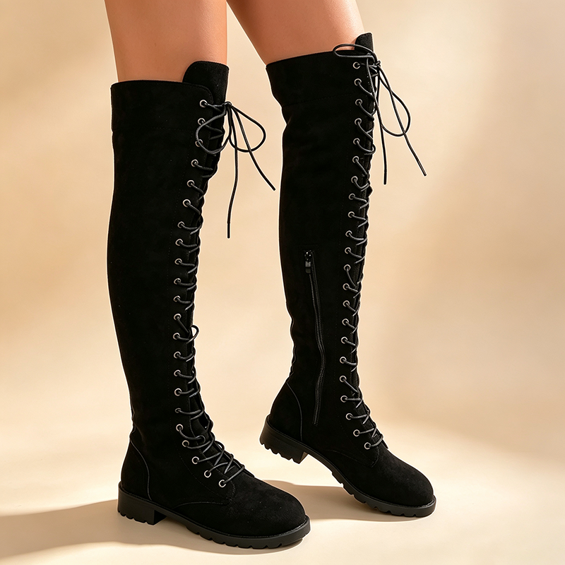 Women's Lace-Up Side-Zip Over-the-Knee Boots