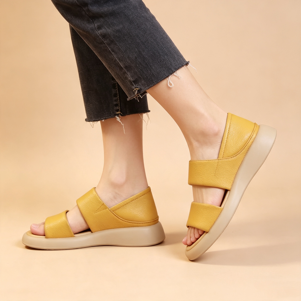 Women's Comfortable Soft Sole Platform Roman Sandals – Open Toe Non-Slip Casual Sandals