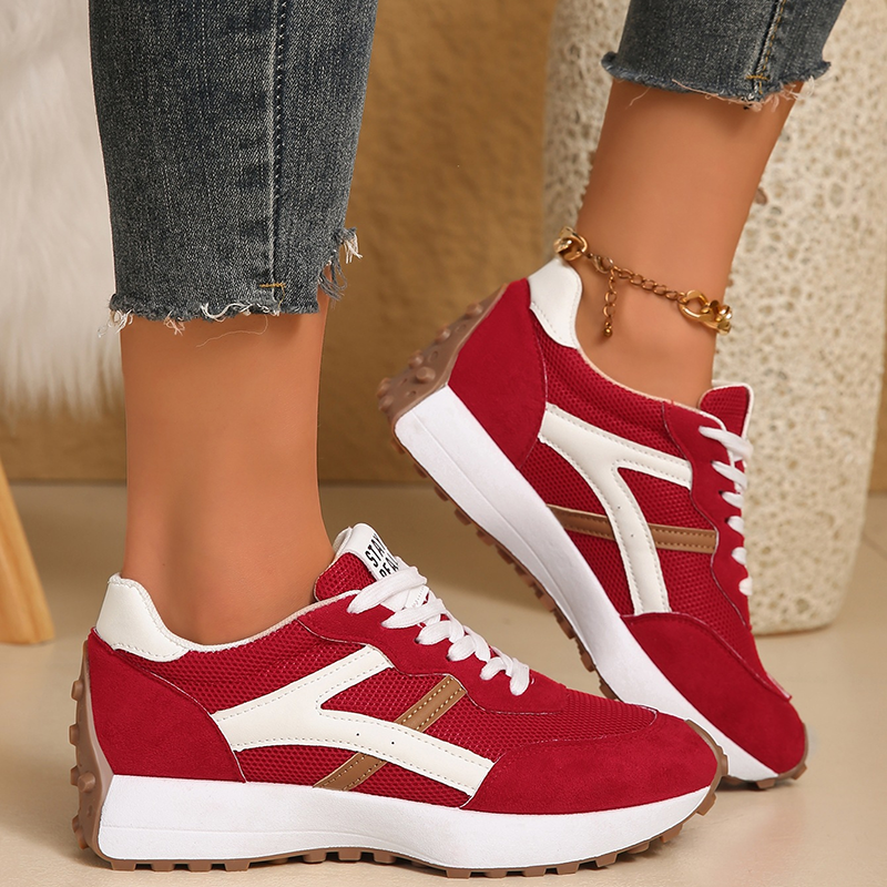 Women's Retro Color Block Mesh Sneakers