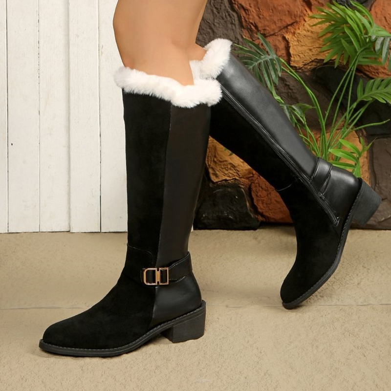 Women's fleece-lined over-the-knee winter boots